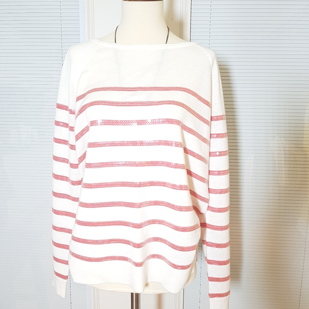 ANN TAYLOR   WOMEN'S STRIPES  SHIRT SIZE M